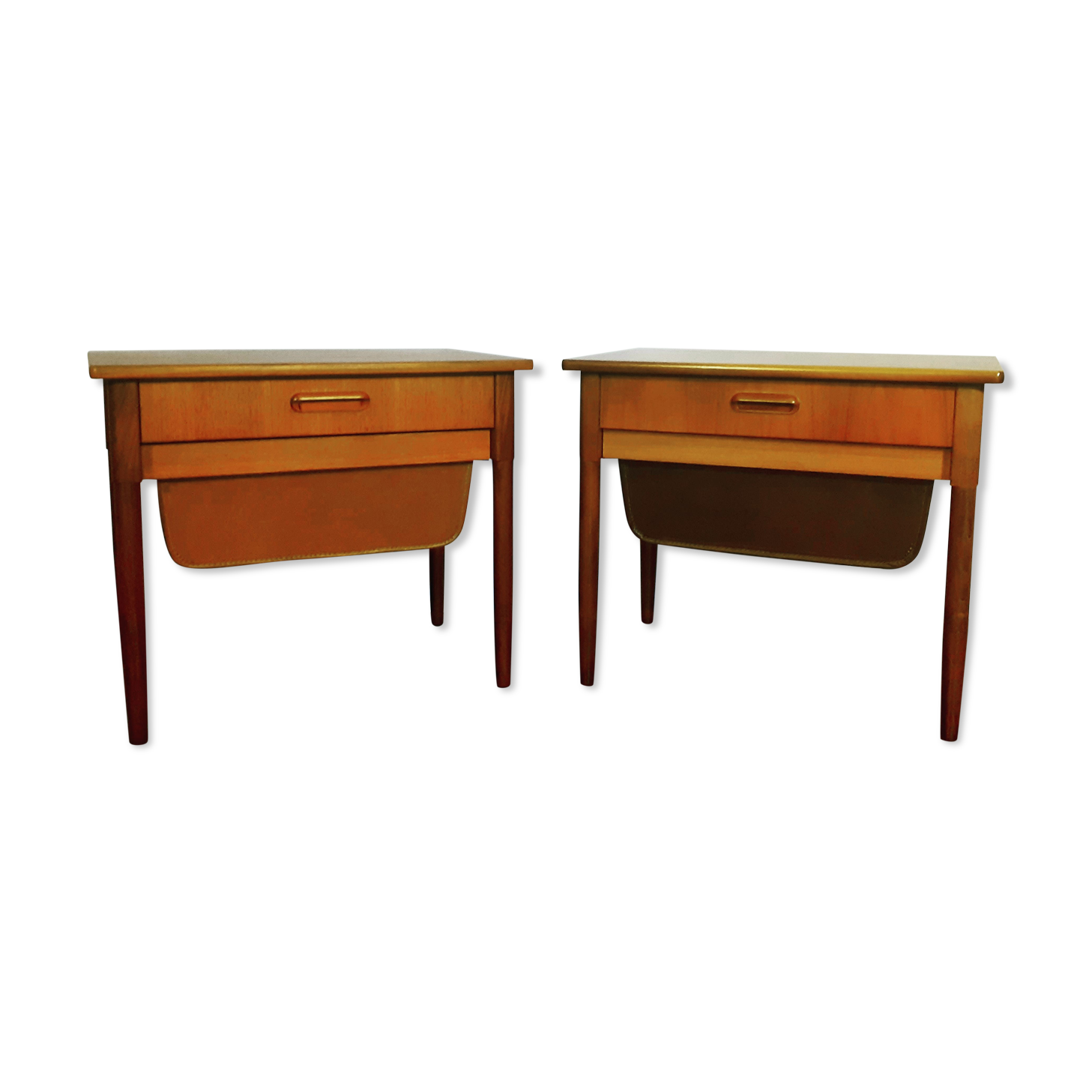 Pair of bedside tables "pelicans" in teak, norwegian 1960s