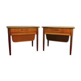Pair of bedside tables "pelicans" in teak, norwegian 1960s
