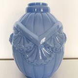 Art Deco vase in blue opaline glass