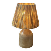Lampe en grès, abat-jour en laine  