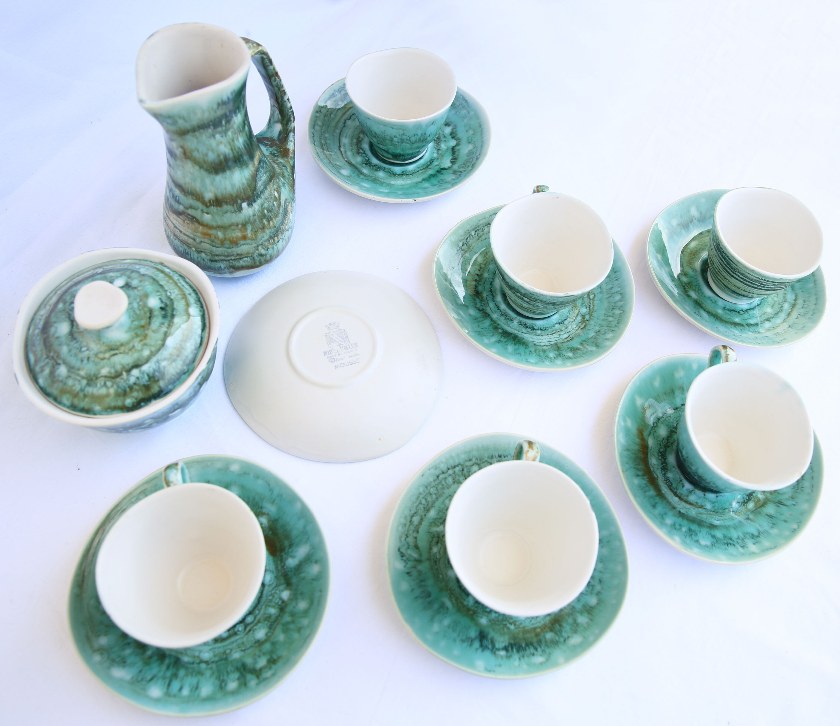 Niderviller blue earthenware tea or coffee service, Moss collection