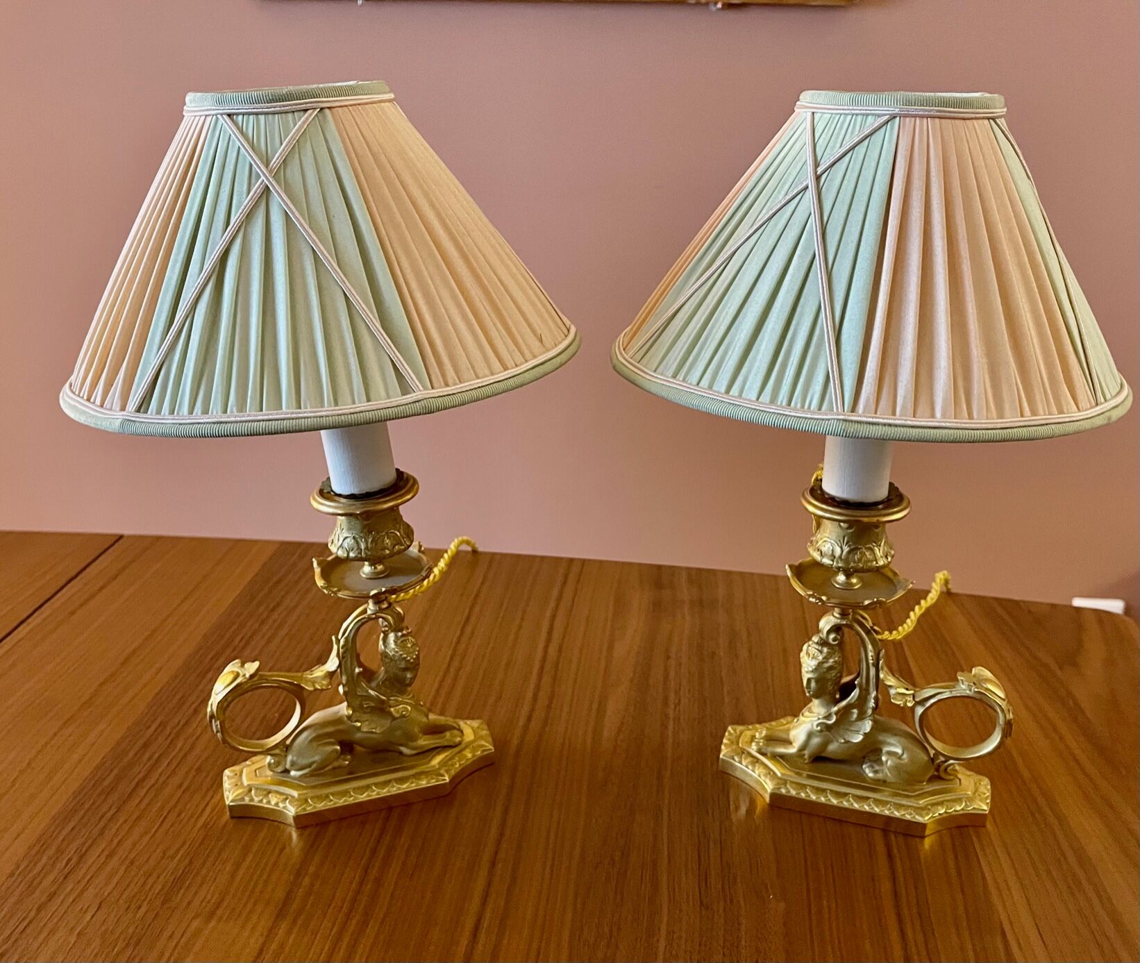 2 Empire, Restoration Sphynges bedside lamps
