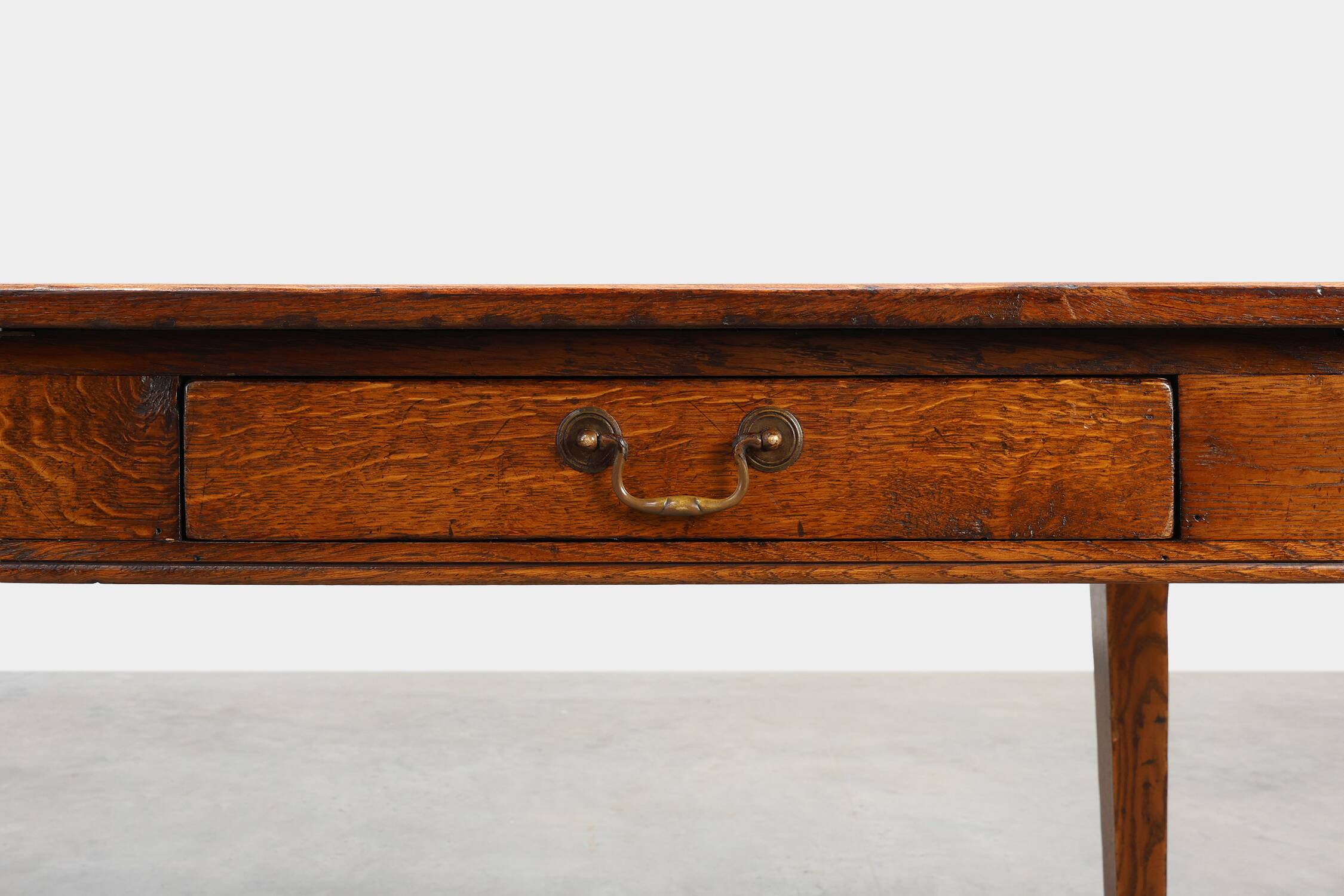 French Provincial Oak 19th century Farmhouse table with drawers, France