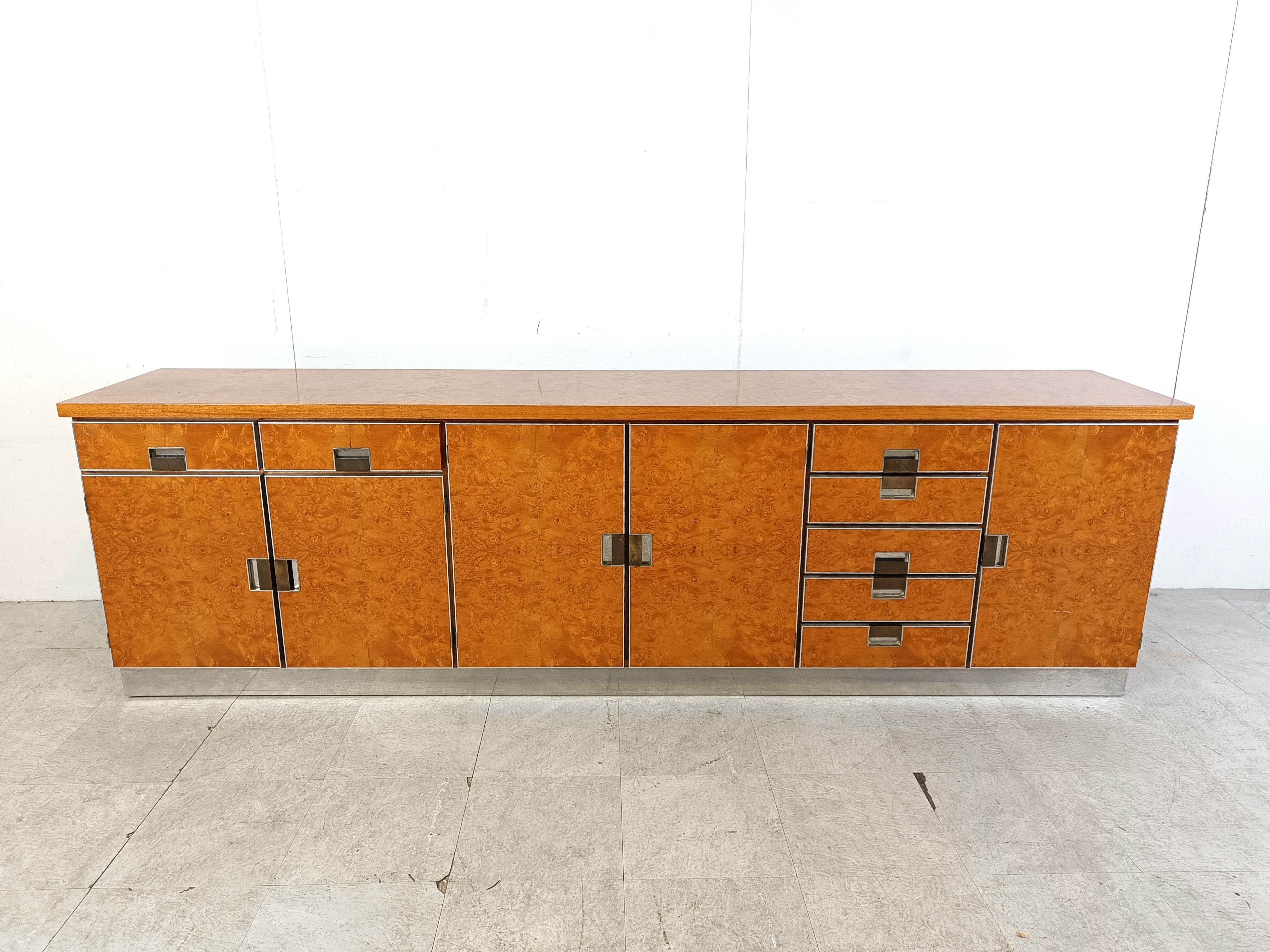 Vintage Italian burl wood credenza, 1970s