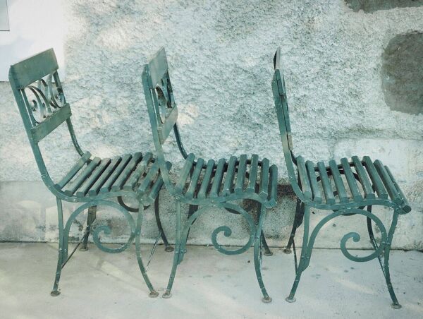 Salon de jardin 6 chaises dit de Vichy ? Art nouveau 1880 ?