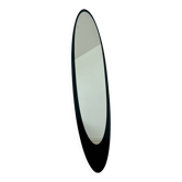 Large 80s design wall mirror, vintage Space Age taste, black color