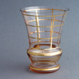Art Deco vase with "modernist" design gilded with fine gold.  Verreries Laeken Belgium - circa 1950