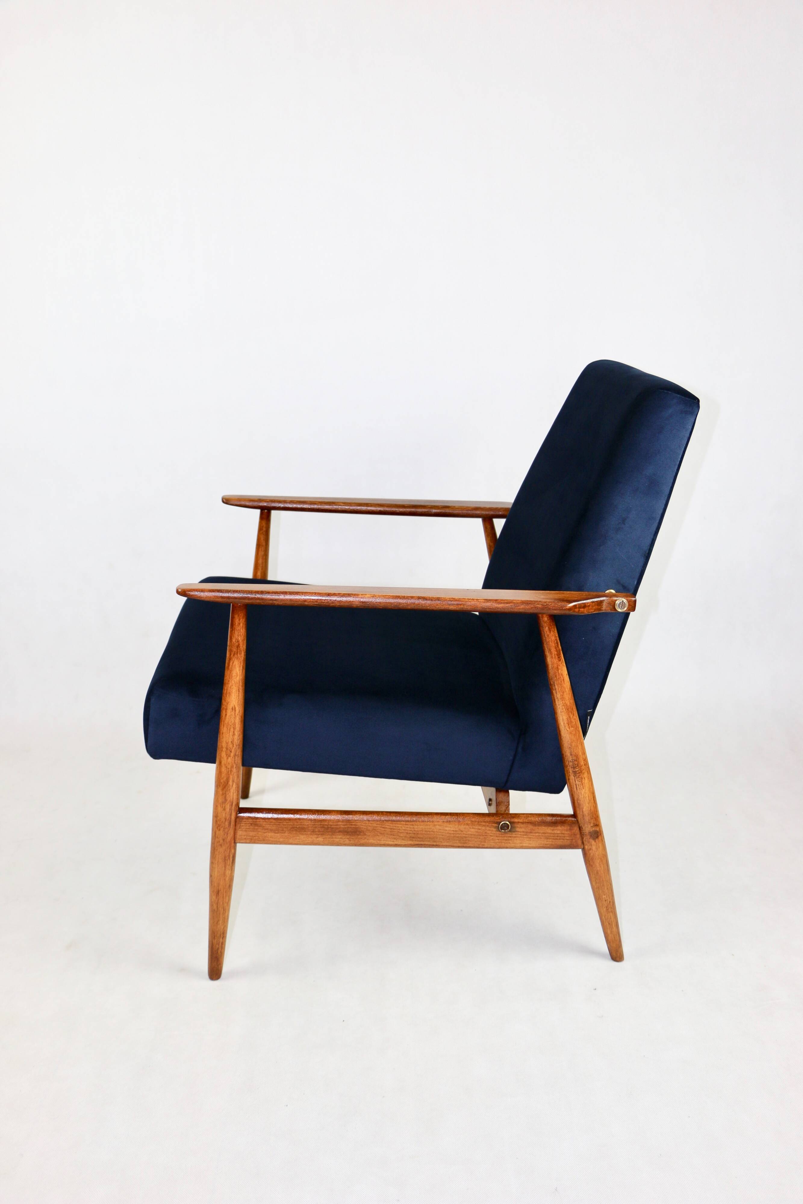 Armchair 'Lis', 1970s navy blue design by Henryk Lis