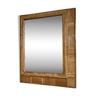 Miroir mural rectangulaire en rotin