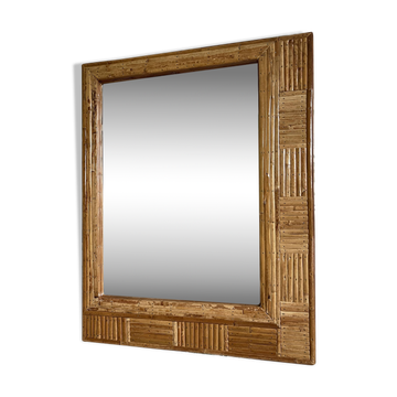 Miroir mural rectangulaire en rotin