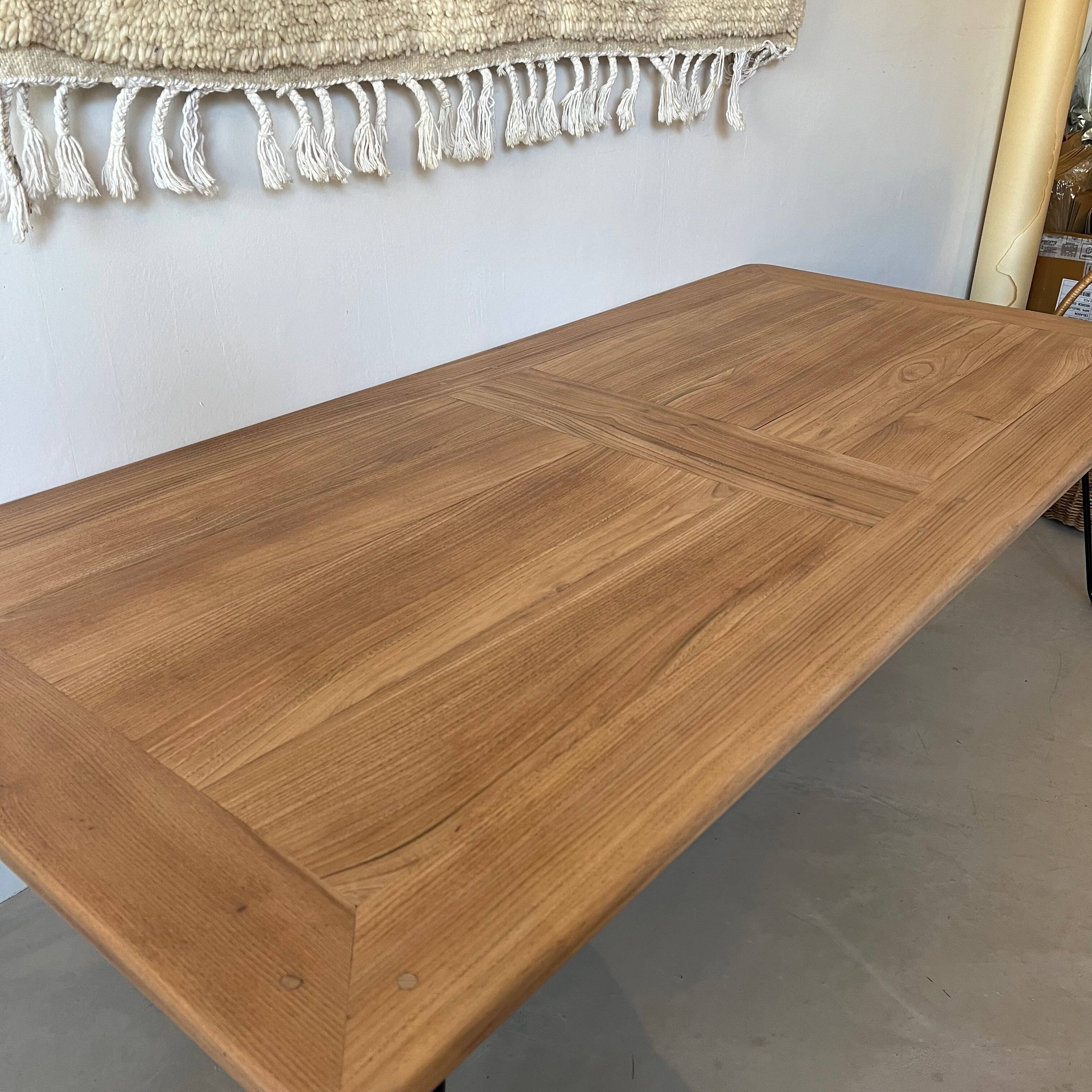 Wooden coffee table with metal legs