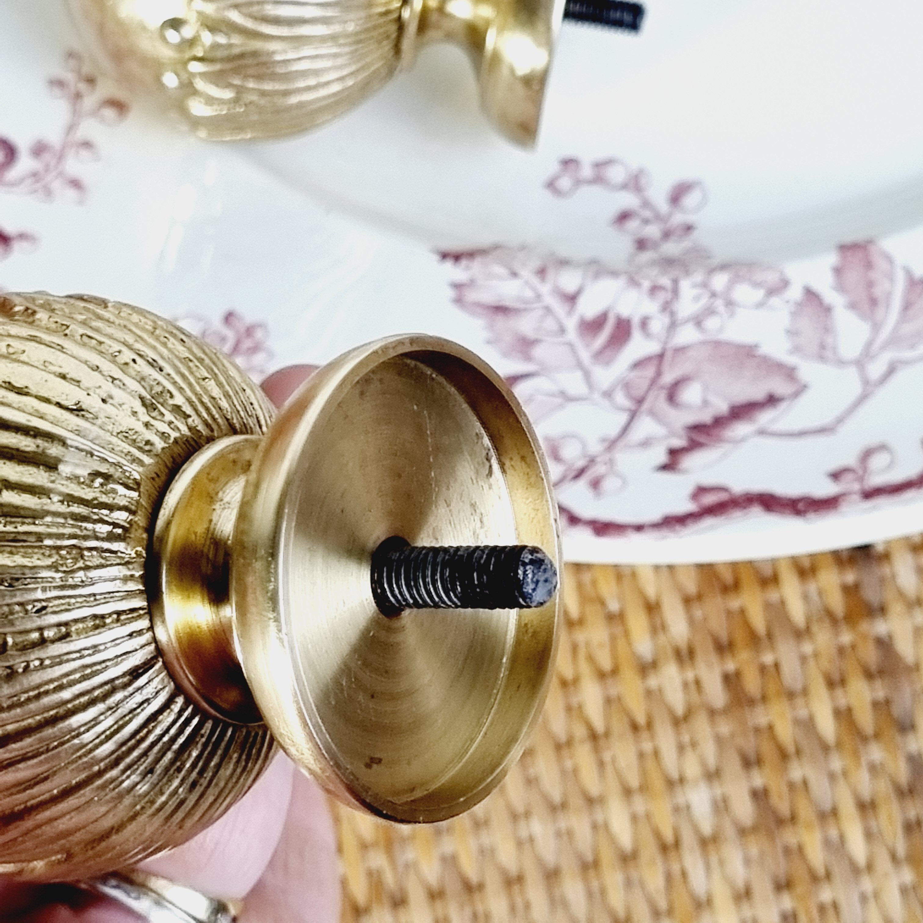 2 gilded brass door handles