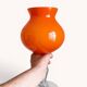 Murano Orange Cased Glass Large Goblet Vase, Italy, 1970s