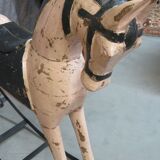 Powder pink and black rocking wooden horse