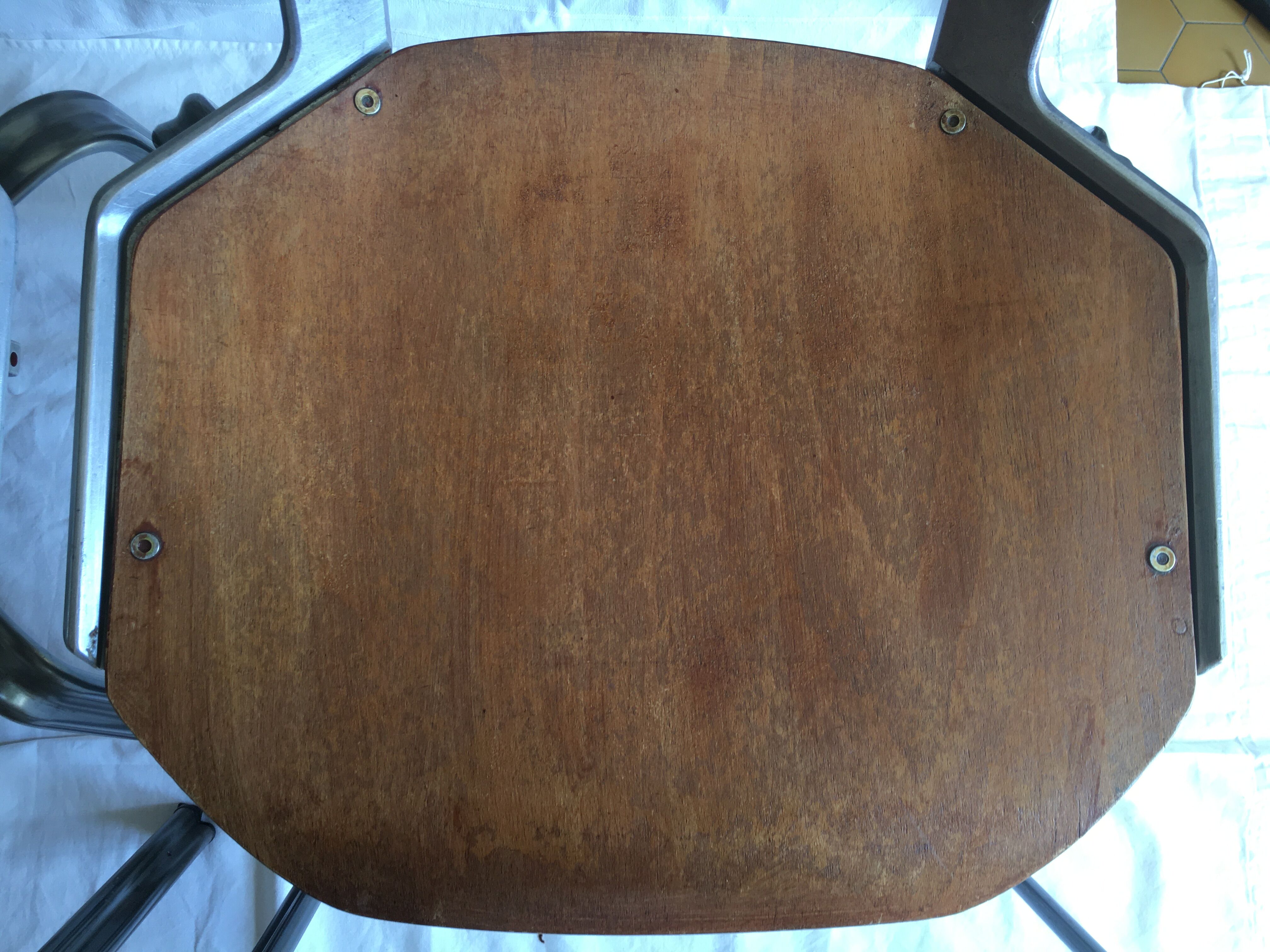 industrial chairs in brushed aluminum and wood year 80