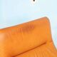 60s cognac leather designer armchair, mid-century modern leather lounge chair.
