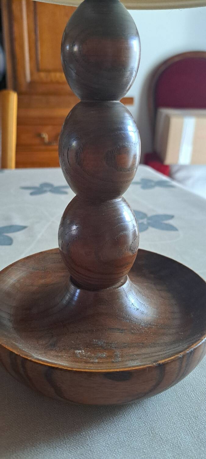 Brutalist style wooden lamp