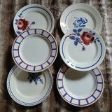 6 mismatched antique dinner plates