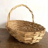 Flat bottom woven wicker basket