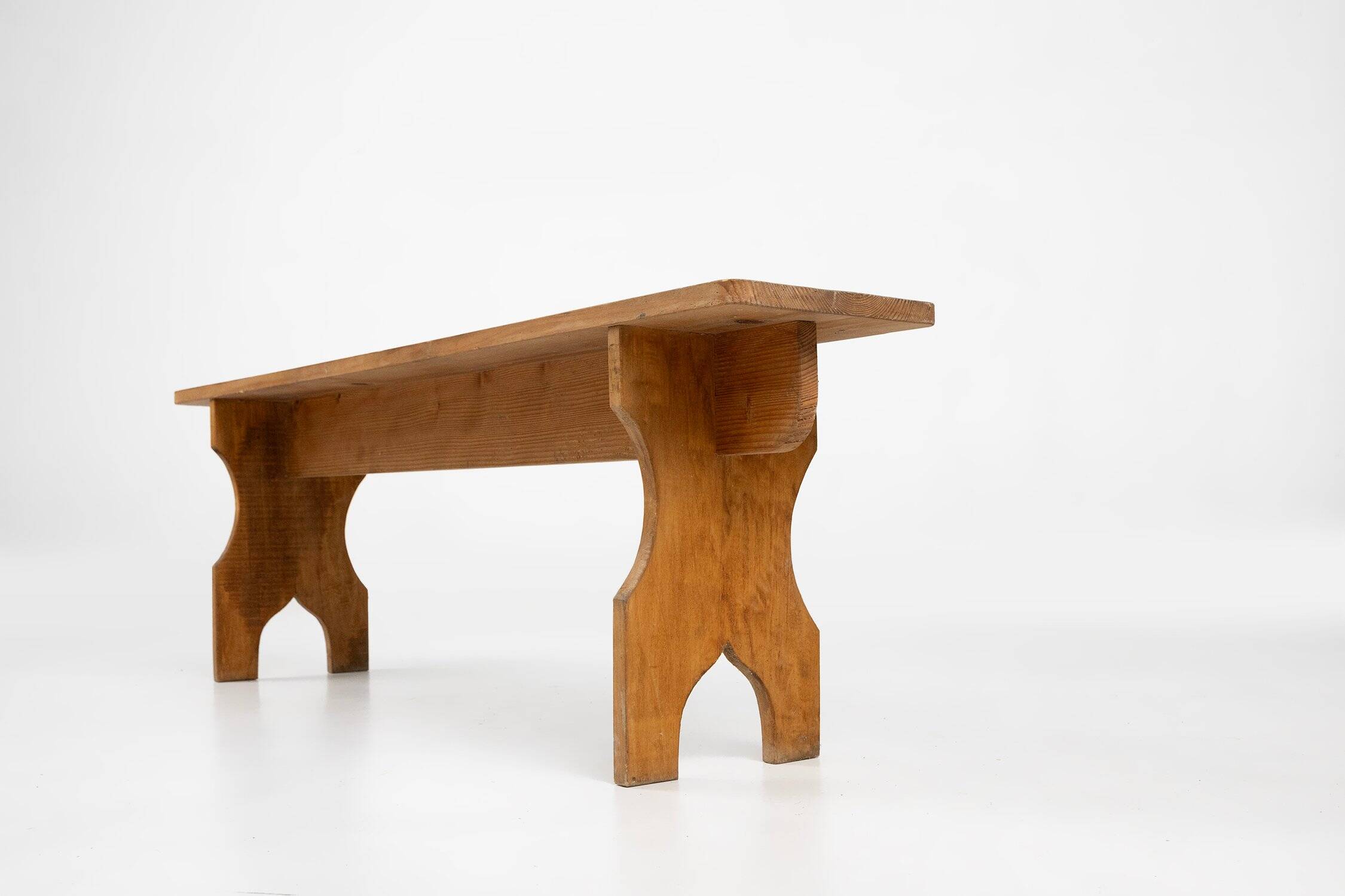 Art Deco Bench in Wood, France, 1940s