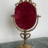 Miroir de Table Victorien Vintage en Laiton sur Base en Marbre, 1950s