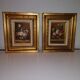 Paire de tableau nature morte sur bois bouquet de fleurs vintage