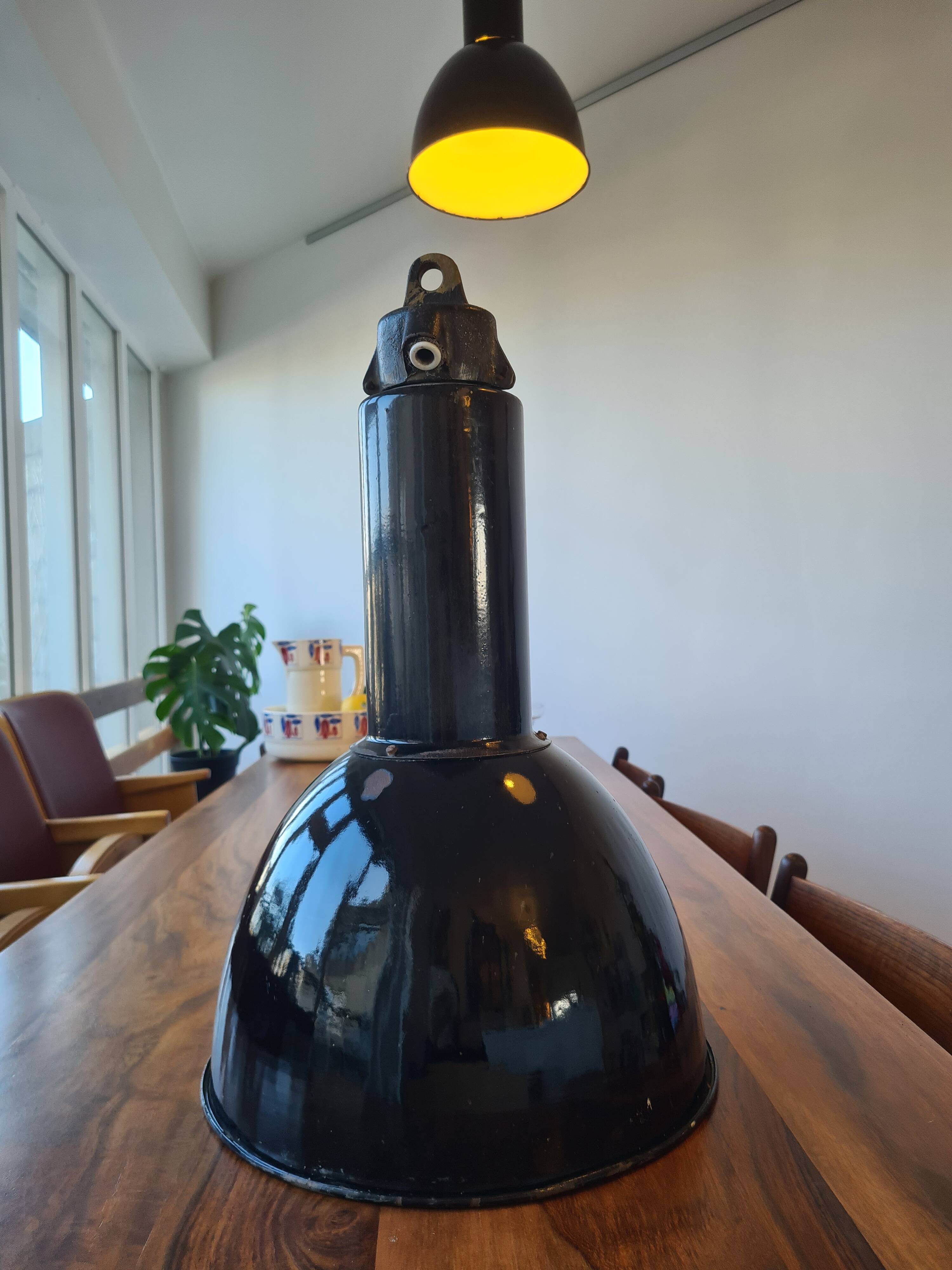 Czechoslovakian black industrial lamp from the 40s/50s called Bauhausde