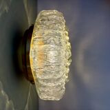 Vintage globe wall or ceiling light in transparent molded glass