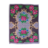 Boho chic Romanian carpet made by hand in wool, floral boho, lavender background with pink flowers 146x186cm