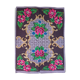 Boho chic Romanian carpet made by hand in wool, floral boho, lavender background with pink flowers 146x186cm