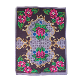Boho chic Romanian carpet made by hand in wool, floral boho, lavender background with pink flowers 146x186cm