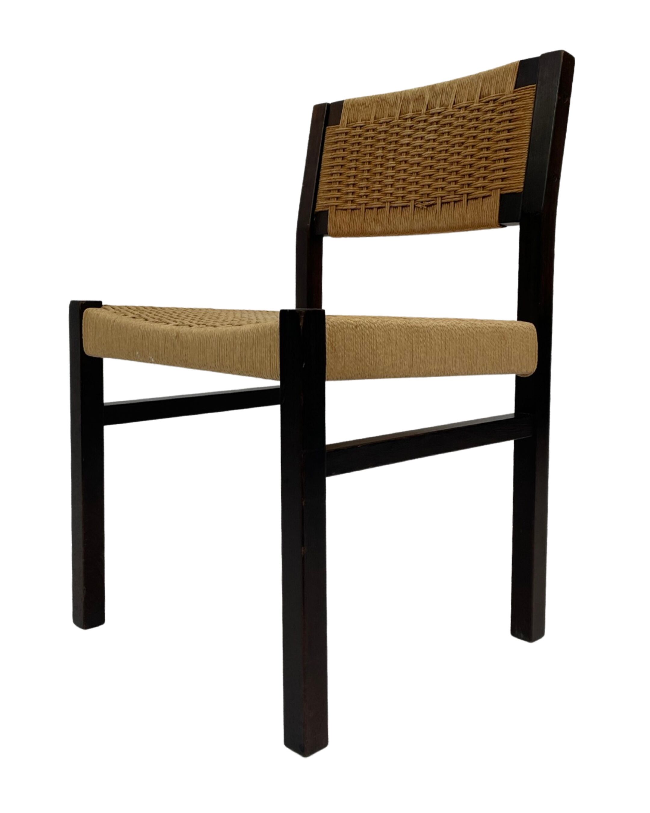 Vintage dining room chairs with papercord seat / 1970 design
