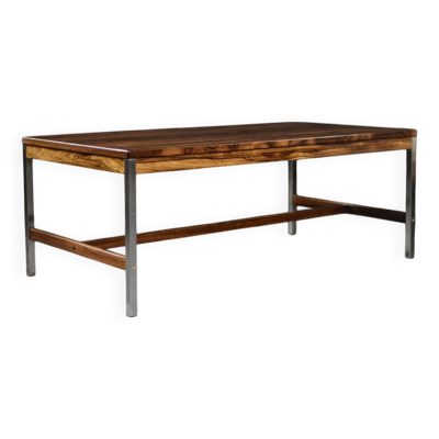 Large Vintage Mid-Century Modern Swedish Rosewood & Aluminum Coffee Table f