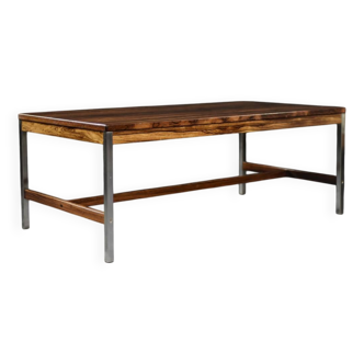 Large Vintage Mid-Century Modern Swedish Rosewood & Aluminum Coffee Table f