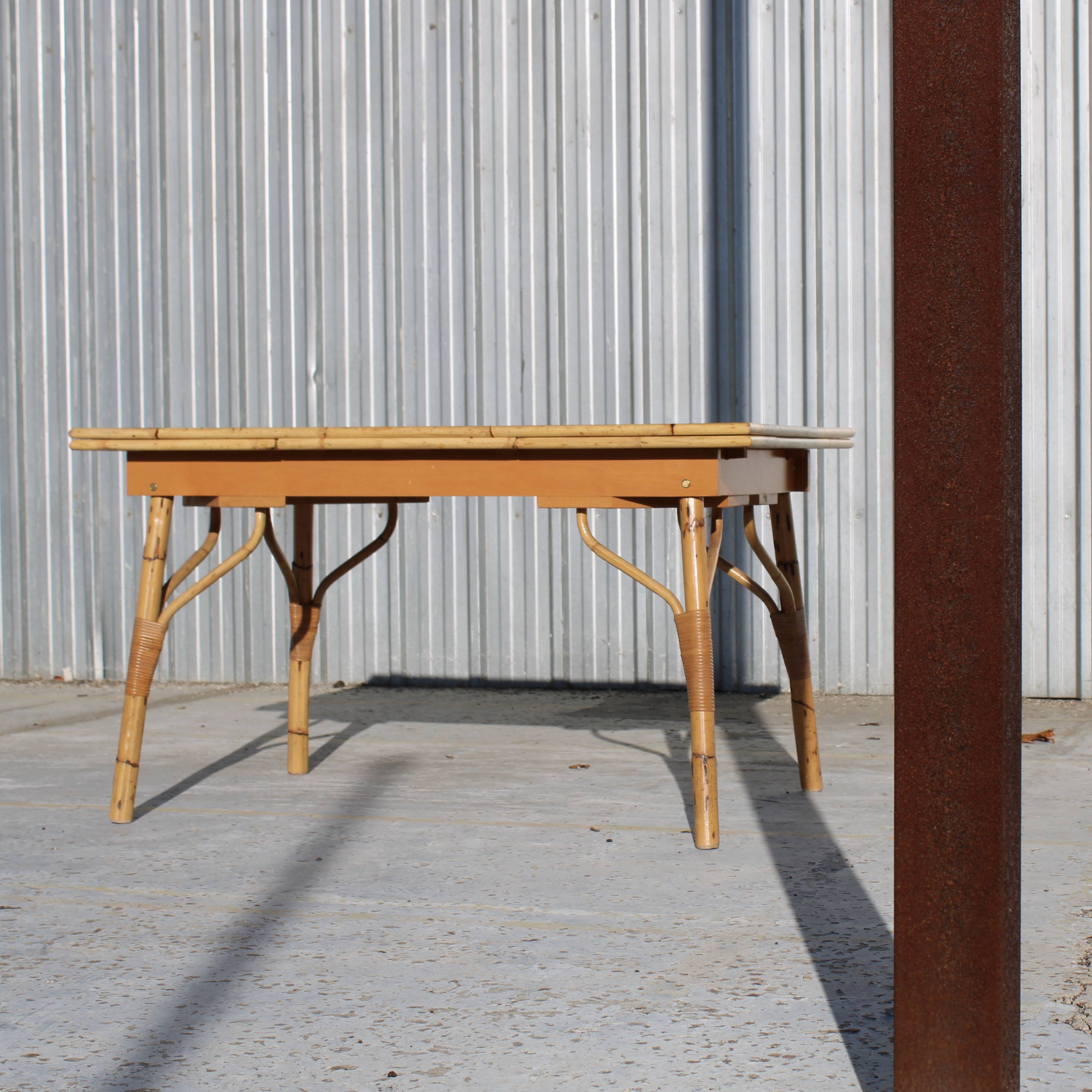Vintage Bamboo Extendable Table