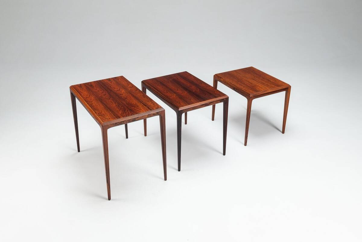 Johannes Andersen set of nesting tables in rosewood Silkeborg Denmark 1960