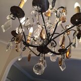 Old wrought iron chandelier with grapevines XIX