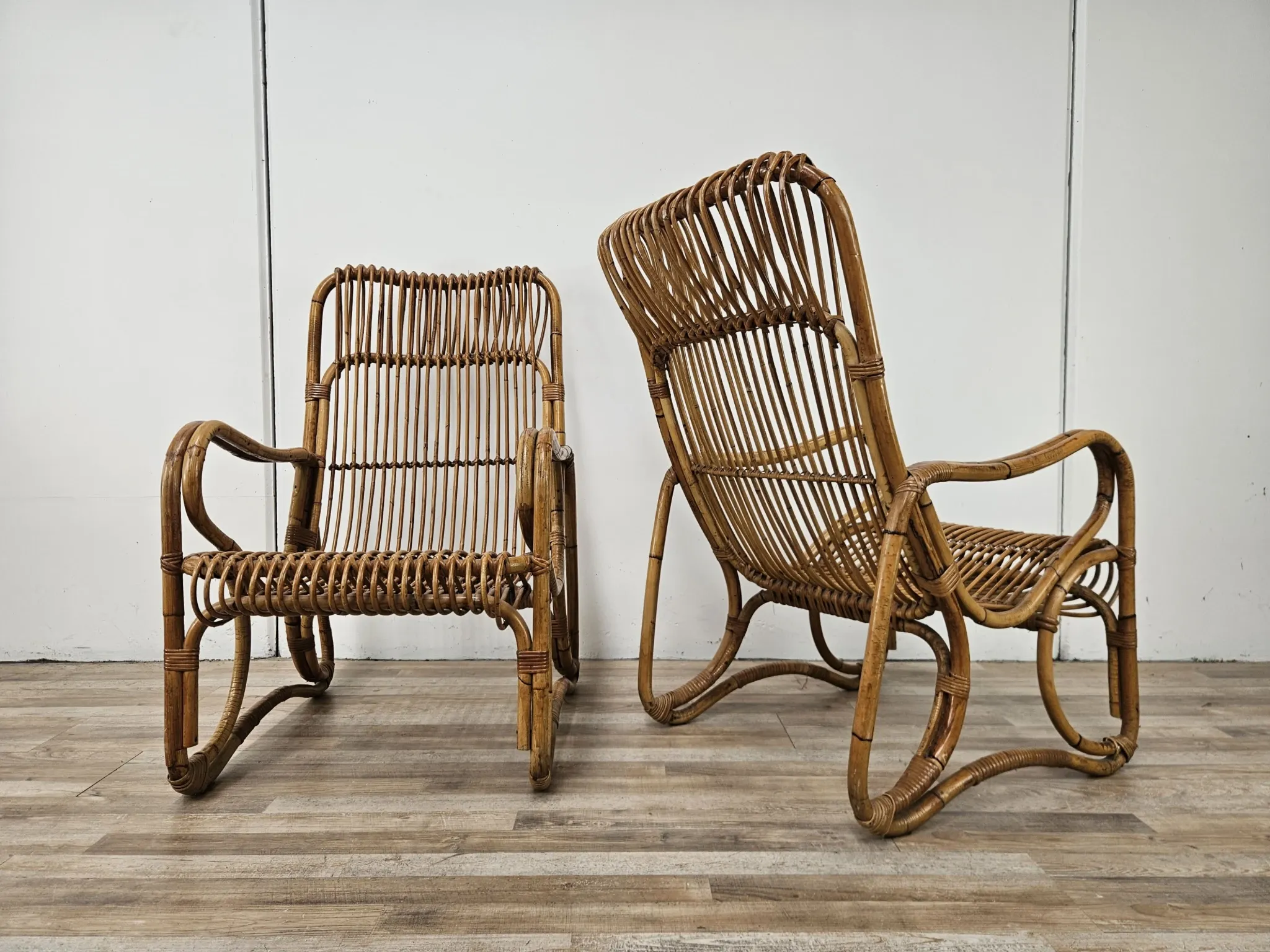 Chaises en osier vintage, 1970