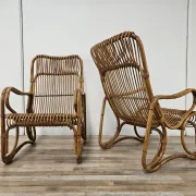 Chaises en osier vintage, 1970