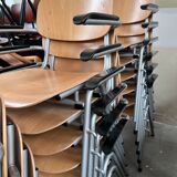 Set of 40 school chairs with armrests, 70s, Netherlands