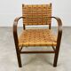 Scandinavian armchair in wood and vintage straw rope