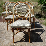 Chairs of terrace bistro type parisien in rattan et scoubidou
