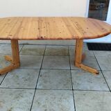 Vintage pine dining table from the 1970s in the style of Rainer Daumiller.