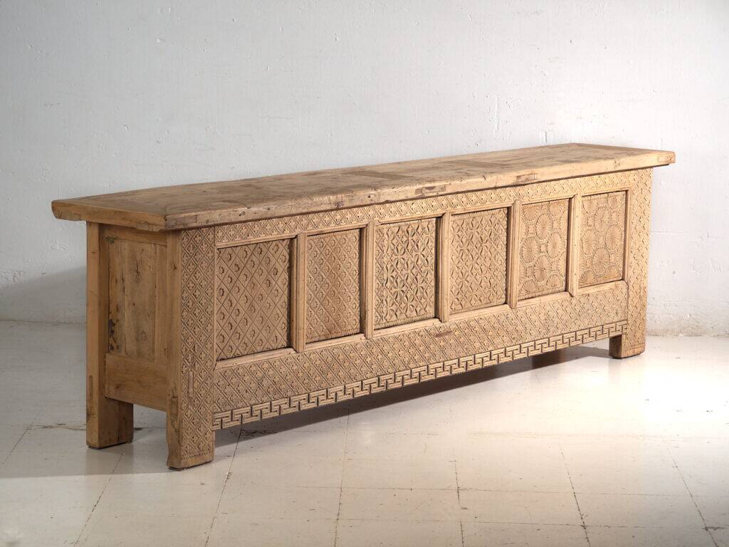 Old carved pine wood buffet – Gansu, around 1900