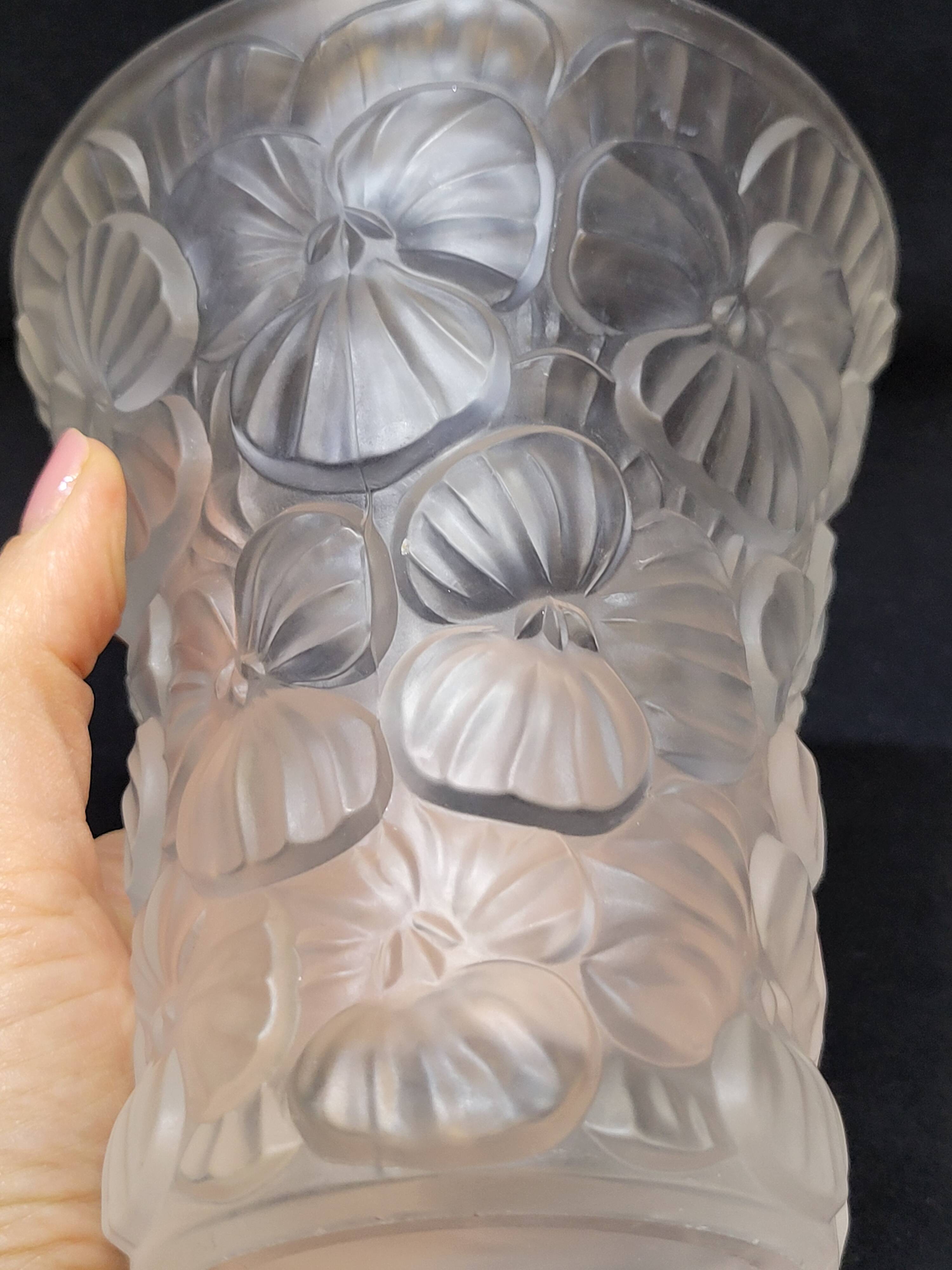 Josef Inwald Barolac Glassware Floral Vase Molded Pressed Frosted Art Glass