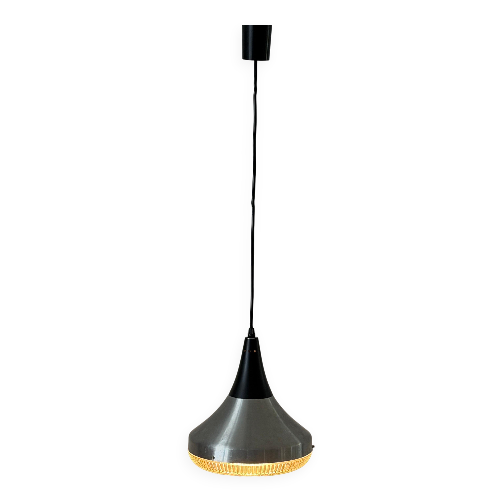 Crystal glass ceiling light with a metal frame, 1960s, Germany