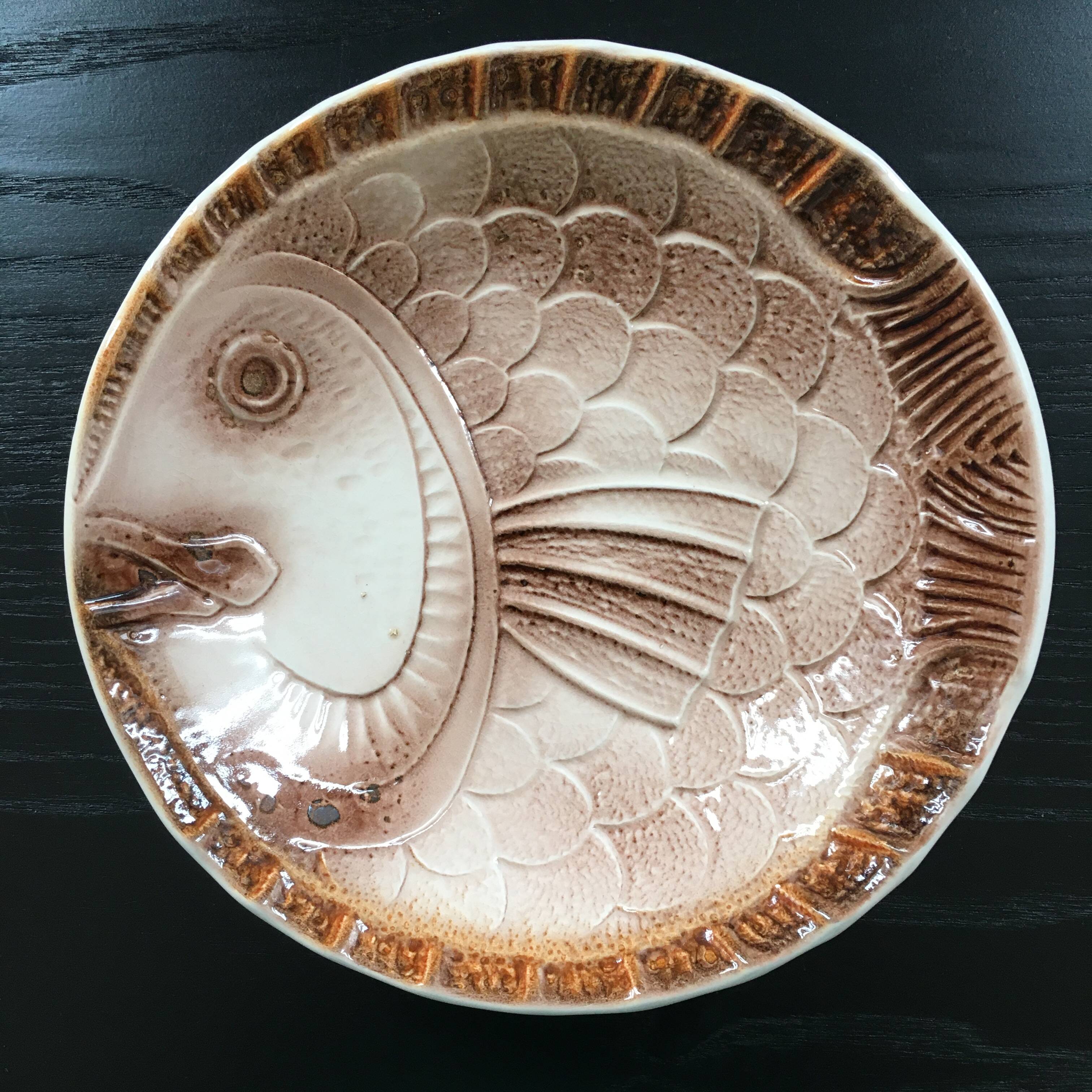 Plate Sarreguemines fish decoration