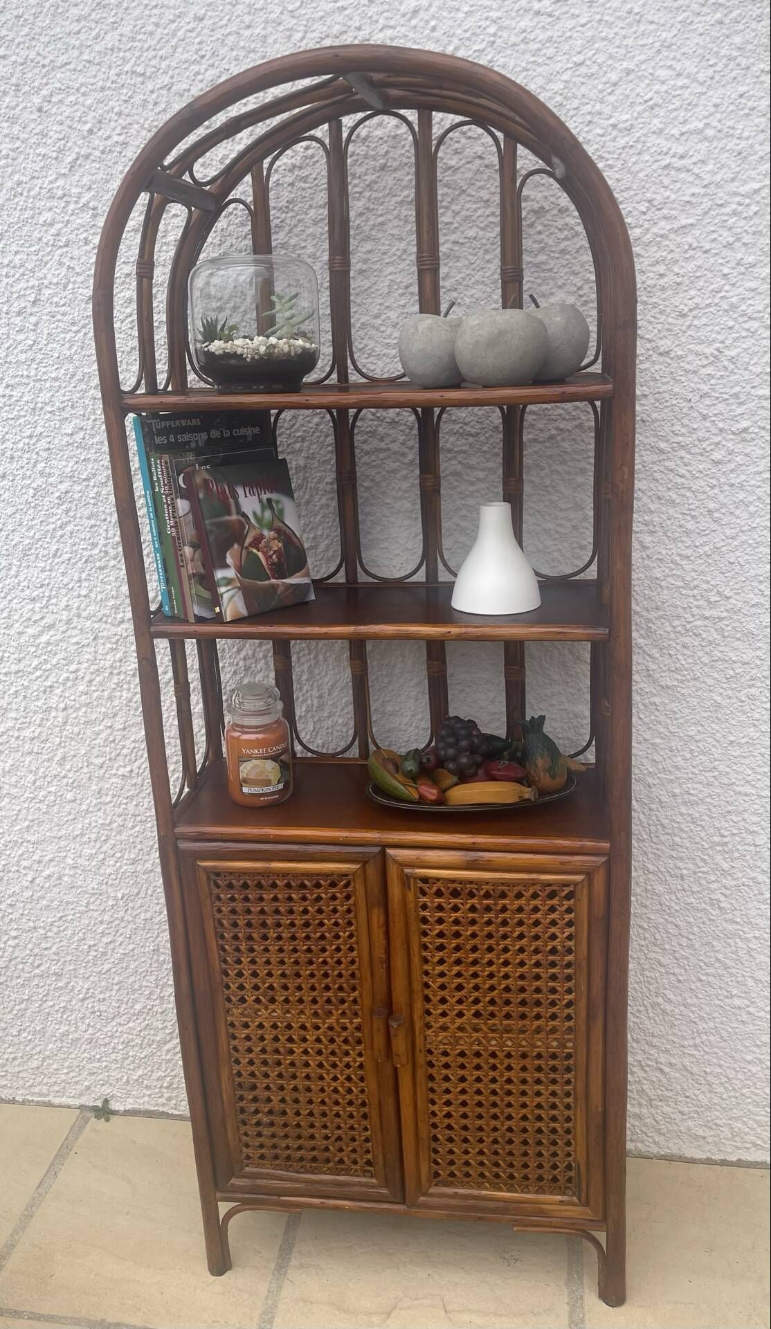 Vintage rattan libraries