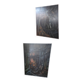 Pair of oil on canvas paintings of a boat interior from the 50s/70s