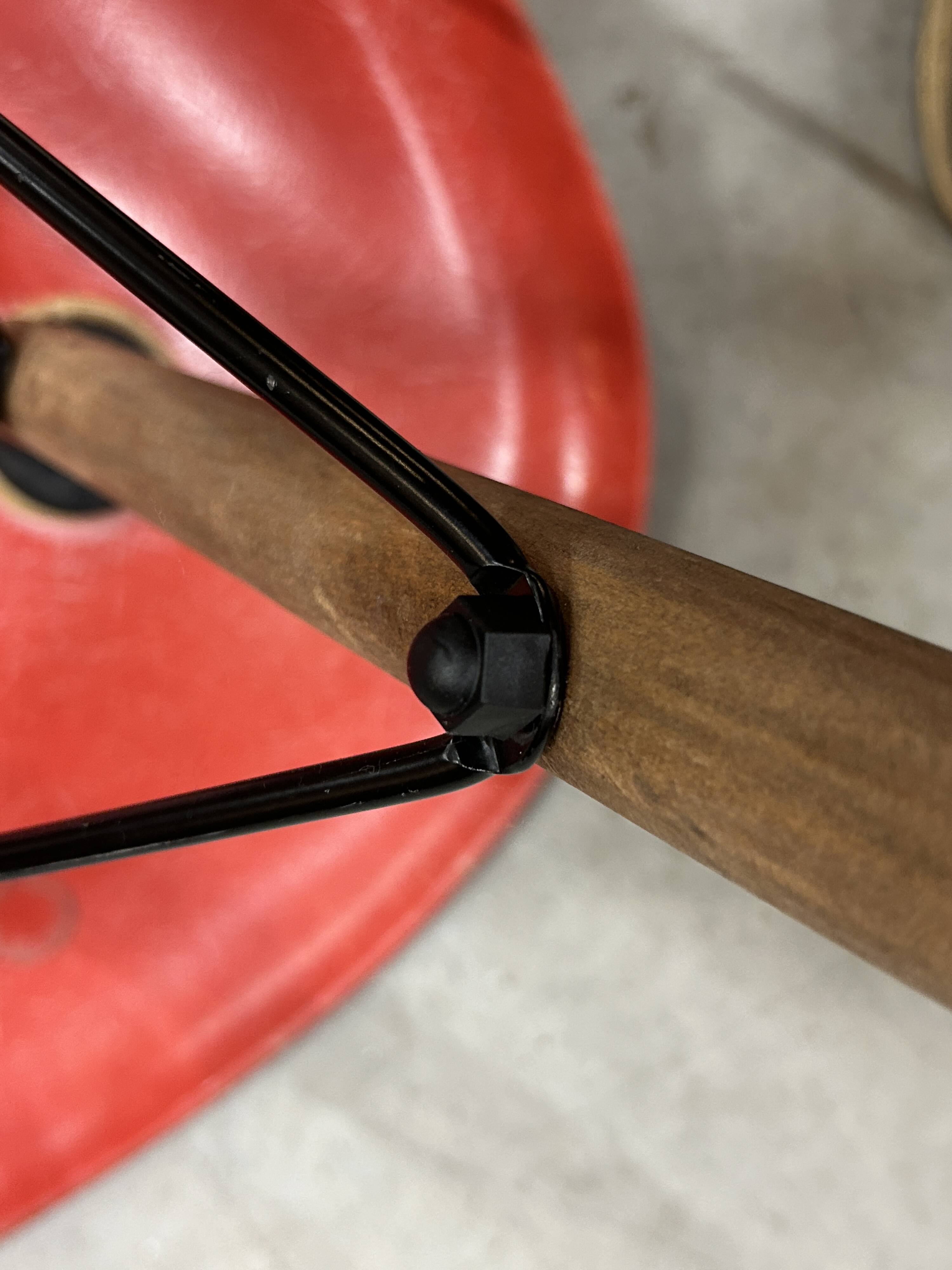 Set of 6 vintage red DSW chairs by Charles and Ray Eames